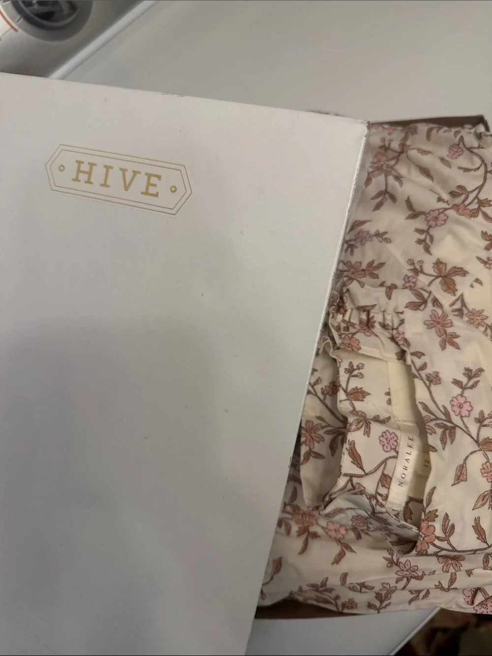 Brand New in Box Noralee Girls Cream Floral Puff-Sleeve Dress